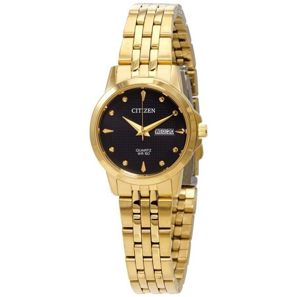 NWT Authentic Citizen Quartz Black Dial Gold-tone Women's Watch - Picture 1 of 3